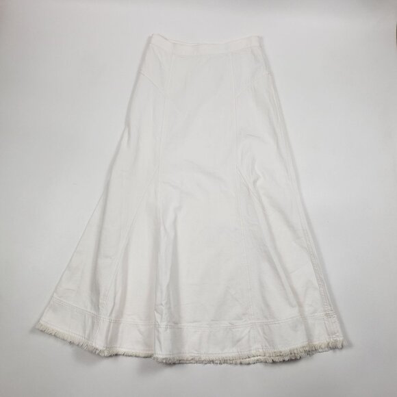 Madewell Fluted Midi Skirt Women’s 25 Tile White Cotton Denim Raw Hem Flared NWT - Picture 4 of 16